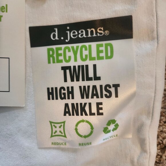 Size 16 White High Waist Ankle Pants with Cord Belt by D Jeans Recycled Twill - Picture 5 of 13